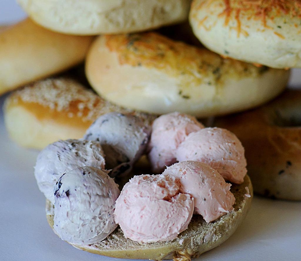 Gourmet breakfast sandwich on a fresh bagel